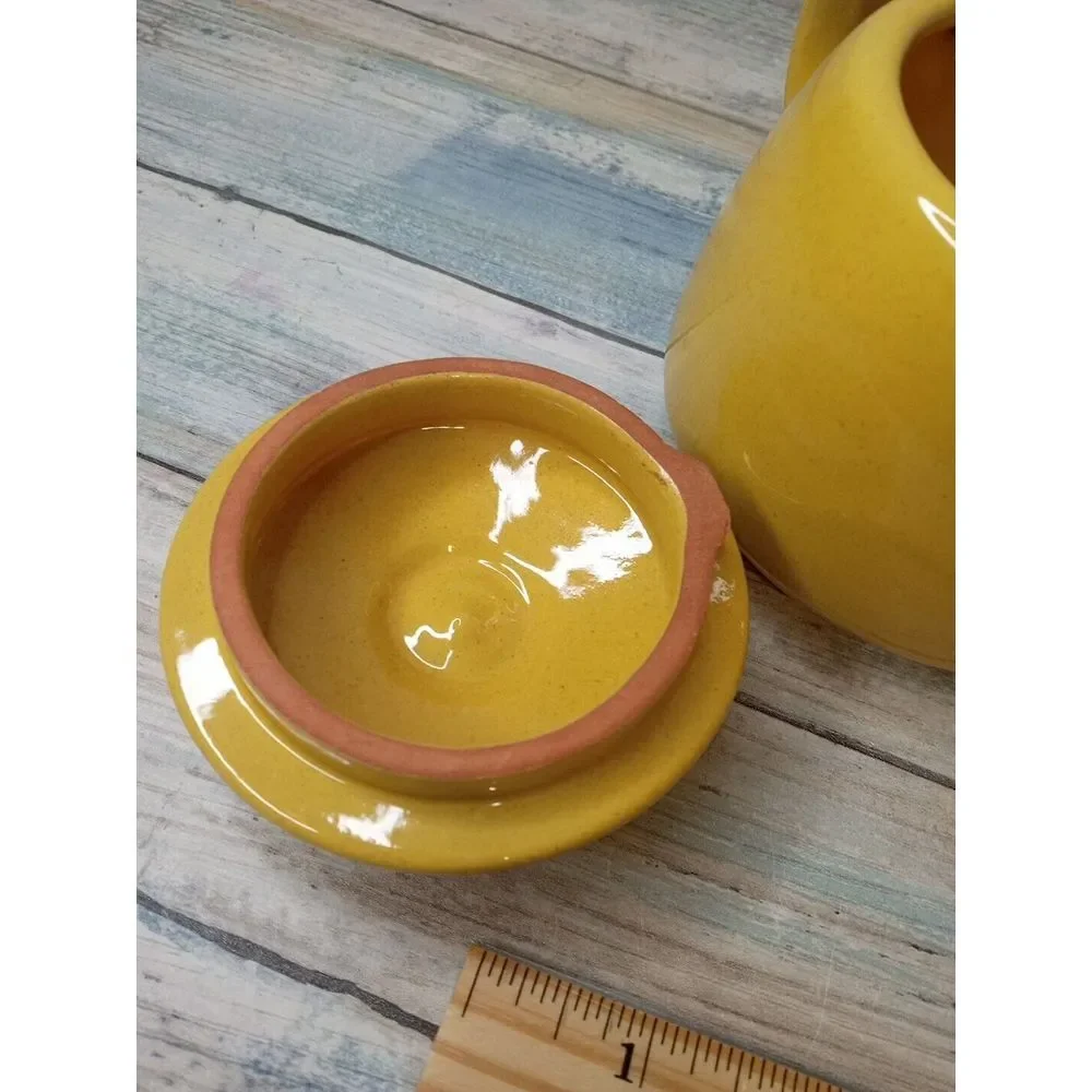Vintage Frankoma Pottery Teapot‎ Yellow 2 Cup Mid Century Modern 6J